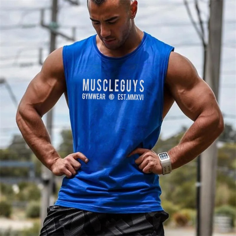 Brand Muscle Singlets Gyms Workout Sleeveless Shirt Stringer Tank Top Men Running Clothing Fitness Mens Sportwear Vests